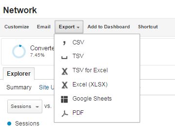 Export feature google analytics