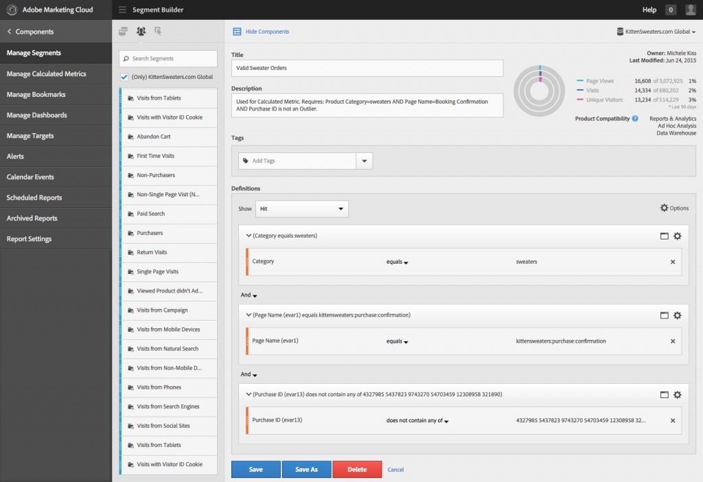 Adobe Analytics Segment Builder